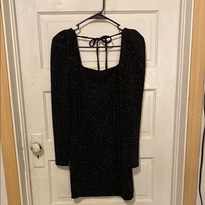 Elegant Black Dress with Puff Sleeves